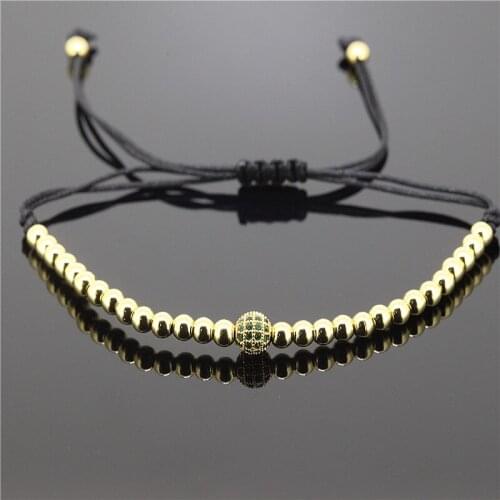 1pc Brand Anil Arjandas Men Bracelets 6mm Brass Beads Pave CZ Briading Macrame Bracelet for Men Charm Bracelet A-0105