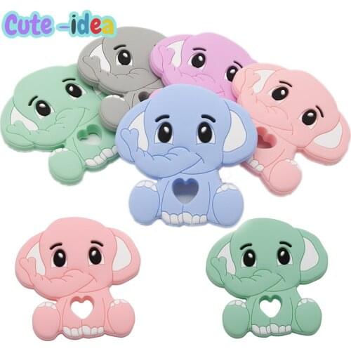 Cute-Idea 1PC Silicone Elephant Cartoon Animal Teether Baby Pacifier Teething Chewable Toddle Nursing Clips Food Grade Pendant