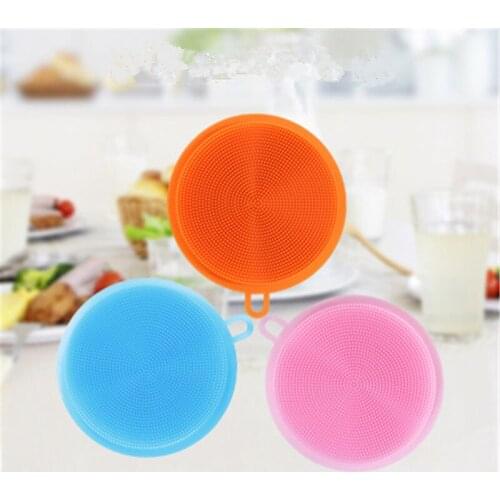 1PC Magic Silicone Dish Brush Bowl Cleaning Brushes Scouring Pad Pot Pan Wash Cloth Cleaning Kitchen Accessories Random Color