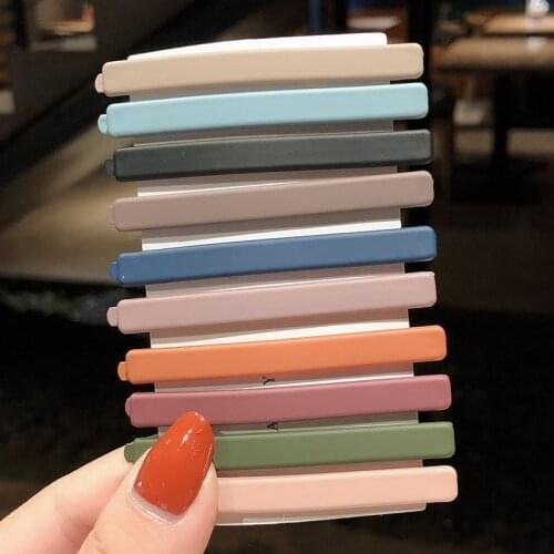 10Pcs/set Solid Colors Hair Clips Hairpins Matte Barrettes Headbands Women Hair Accessories Fashion BB Clips Headwear