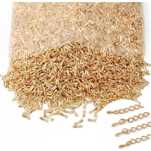 100pcs/ lot 2*7mm Gold/Silver Copper Water Drop End Beads For DIY Extender Chain Pendant Jewelry Making Findings Accessories