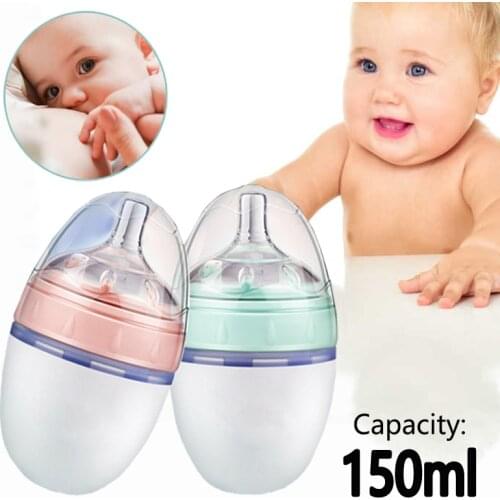 2/1 PC Baby safety silicone baby bottles 240ml and 150ml baby bottles for feeding 0-36 months 2 baby bottles without BPA