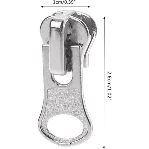 40GC 10Pcs/Set 11mm Universal Metal Glitter Steel Color DIY Fix Zipper Puller Repair Kit Replacement Slider Sewing Tailor Tools