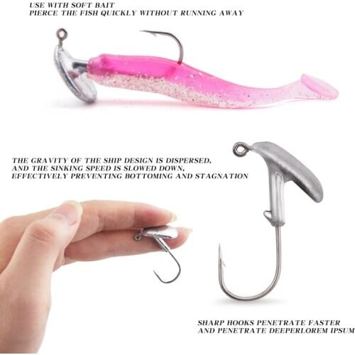 5Pcs Fishing Lures Tumbler Head Hook Jig Fishing Soft Hook For Fish Hook Artificial Bait Fishing Wobbler Tackle Tackle Accessory