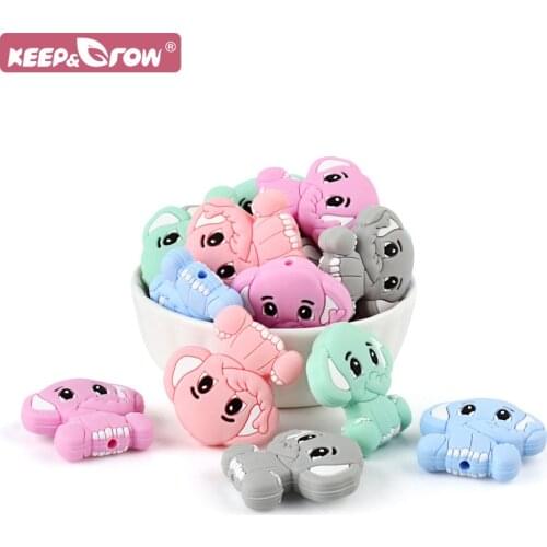 5pcs Mini Elephant Silicone Beads Animal BPA Free Rodents Chewable Toys Baby Molar Tiny Rod DIY Pandents Baby Teething Teether