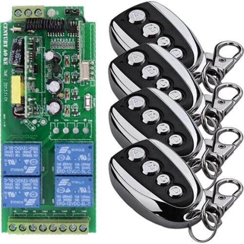 Wireless Remote Control 4CH Wide Voltage 85V 110V 220V 250V RF Relay Light Switch Receiver With 4PCS Metal Transmitter