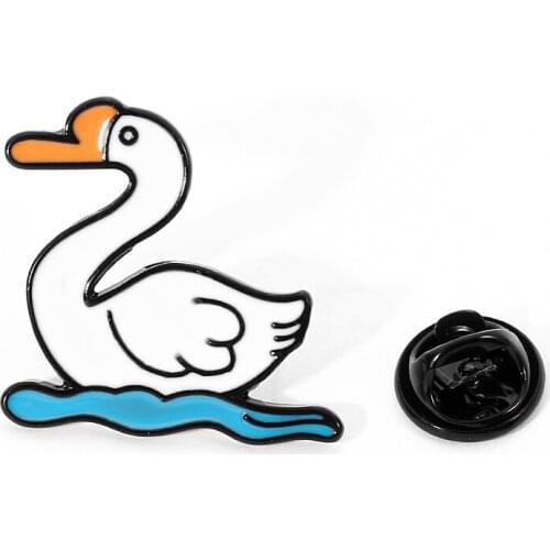Goose On the Water Brooches Cartoon Cute Enamel White Goose Badge Lapel Backpack Decorative Pins Jewelry Gifts For Friends