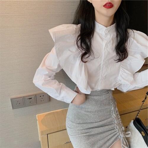 Cheap wholesale 2021 spring summer autumn new fashion casual ladies work women Blouse woman overshirt female OL Py298