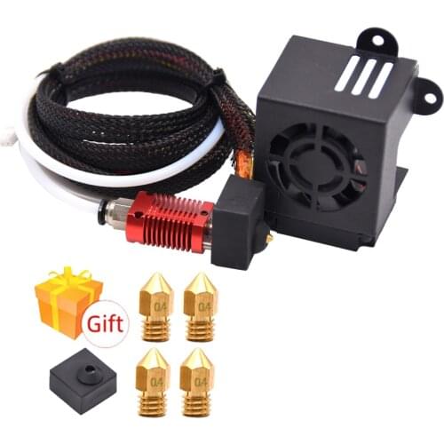 3D Printer Parts Full Assembled Extruder Kit with 0.4mm Nozzle Aluminum Heating Block Double Cooling Fan 24Vfor Creality Ender-3