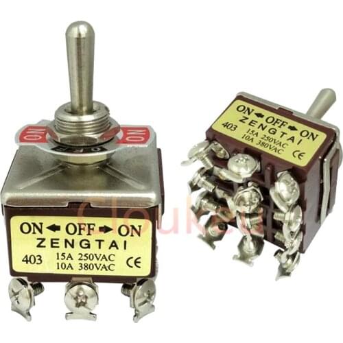 E-TEN403 12MM Brown 12Pin/3File ON-OFF-ON Rocker switch Toggle Switch 15A250V