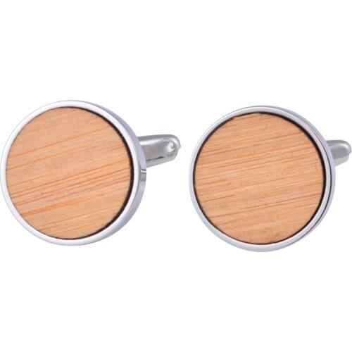 French Cufflinks Mens Business Banquet Suit Shirt Jewelry Environmental Protection Primary Color Brown Bamboo Round Cuff Links