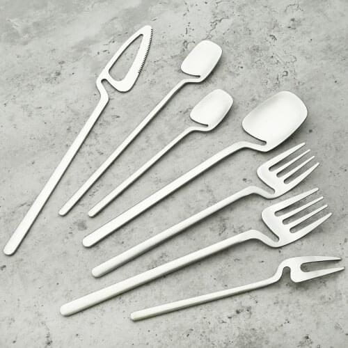 Knife Dessert Fork Fruit Fork Long Spoon Tableware Set High Quality Cutlery Set Stainless Steel Dinnerware Matte Dinner Flatware