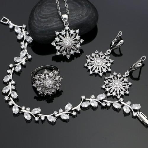Bride 925 Silver Jewelry Sets Natural White Zircon Beads Jewelry Women Party Engagement Natural Crystal Necklace Set