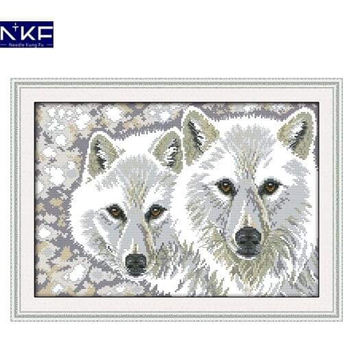 NKF Wolf Brothers Embroidery Floss Cross Stitch Needlework Counted Cross Stitch Kit for Embroidery Chinese Cross Stitch Kits