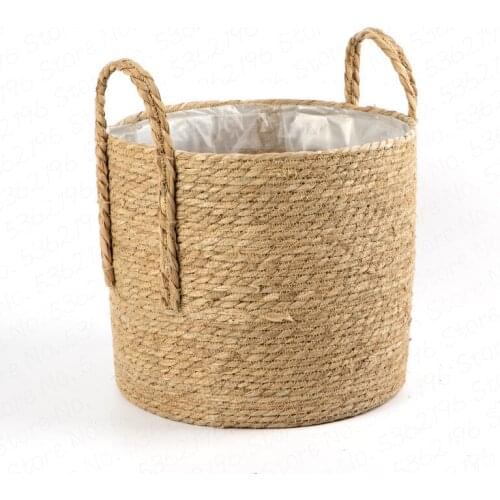 Nordic straw woven flower basket woven flower tube waterproof flower basket hand potted flower pot hand woven