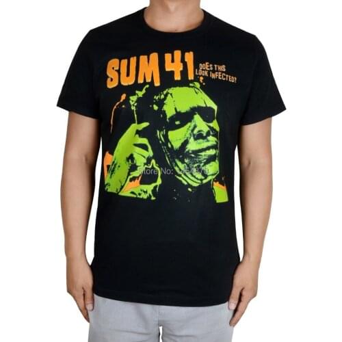 New Cool Mask Sum 41 Punk Band Rock Brand 3D Black Shirt fitness Hardrock heavy Metal 100%Cotton camiseta tshirt homme