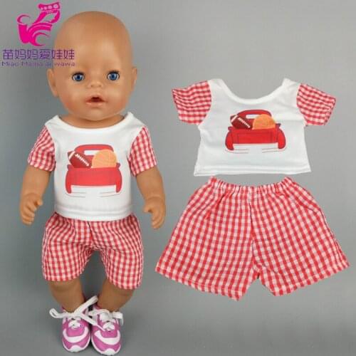 Doll clothes 43cm Baby Doll Red plaid shirt pants for 18 Inch American Generation Girl Doll Leisure Outfits