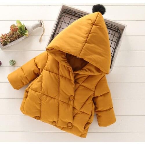 Autumn Winter Jacket Baby Girls Cotton Jacket 2020 Girls Coat Kids Solid Warm Outerwear Children Clothes Infant Girls Coat HPY04