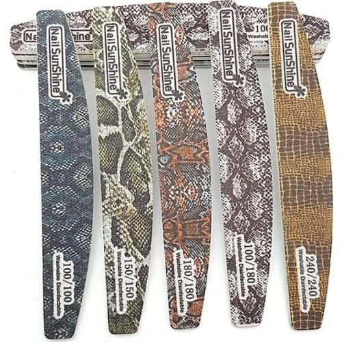 5 PCS Snakeskin Pattern Nail File Double Side Buffer 100 180 150 240 Trimmer Sandpaper Nail File Sanding Block Pedicure Manicure
