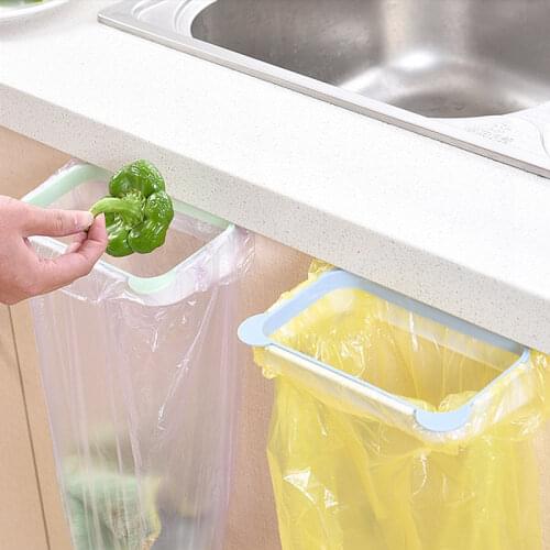 Door-Back Plastic Bracket Rack Hanging Holder For Trash Bag, DIY Kitchen Garbage Cube Cupboard Hanging Trash Bin Storage Bucket