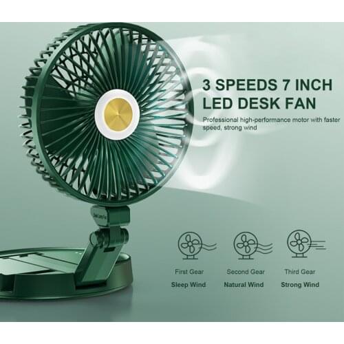 Portable Cooling Fan 5200mAh 2600mAh Foldable Mini Fan 7 Inch USB LED Desktop Air Cooler Fan 3 Speed Outdoor Travel Hand Fans