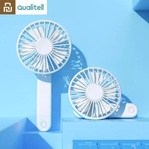 Youpin Qualitell Handheld Fan Three wind speeds Portable Foldable Desk Fan USB Rechargeable Vertical dual-use Mini Fold Fans