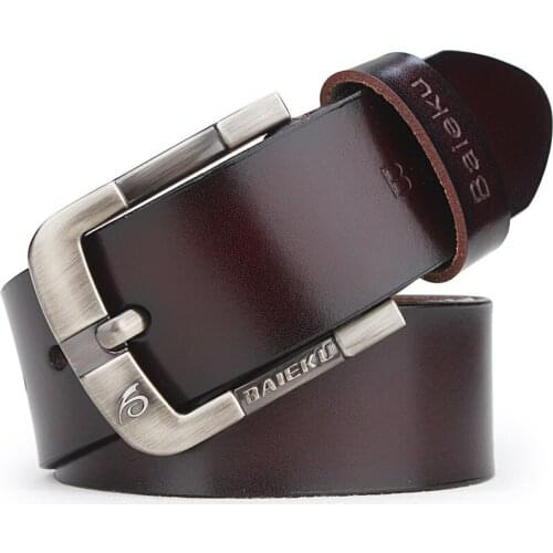 New Classic Belts Mens 100% Real Genuine Cow Leather Waistband Pin Buckle Smooth Waist Formal Belt Strap Girdle Casual Belt