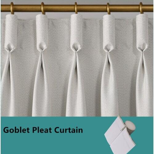 Goblet Pleat Luxury Beige High Shading Blackout Window Curtains for Living Room Elegant White Blinds Bedroom Drapers Kitchen