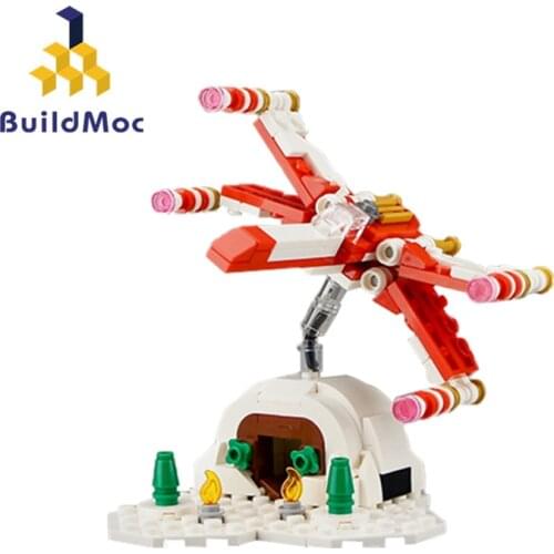 Buildmoc Space Wars Christmas X-Wing Microscale Fighter Military Battle Plane Building Block Creative Combat Weapon Children Toy