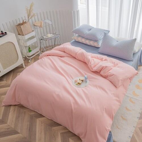 Girls Pink Bedding Sets Solid Duvet Cover Sets Bed Sheet Pillowcases Bedclothes Twin Full Queen Size for Bedroom Decor 3/4PCS