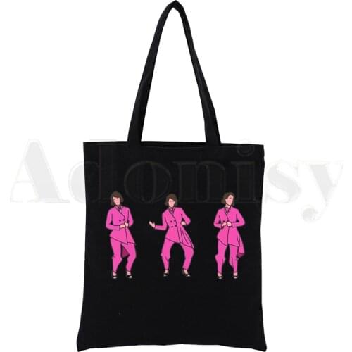 Sarah Paulson 90s Fashion Black Canvas Print Shopping Bags Girls Fashion Life Casual Pacakge Hand Bag