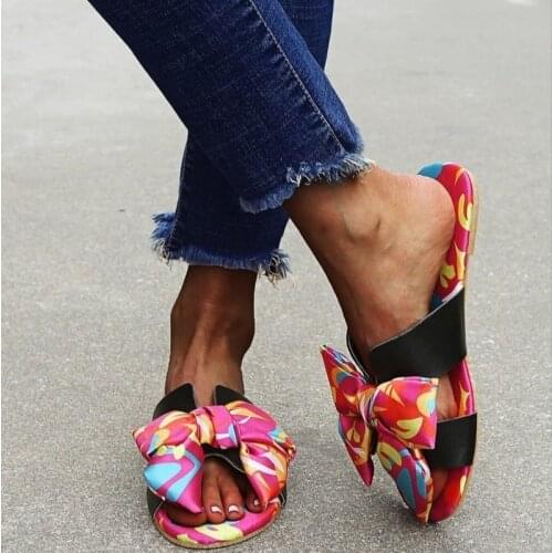 Flip-flops Women Slippers Casual Summer Womens Slippers Fashion All-match Vamp Bow Decoration Trend All-match Womens Slippers