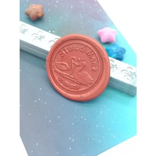 Swan couple wax seal stamp,Envelope seal DIY sealing wax stamp vintage custom design box set wood metal handle deco