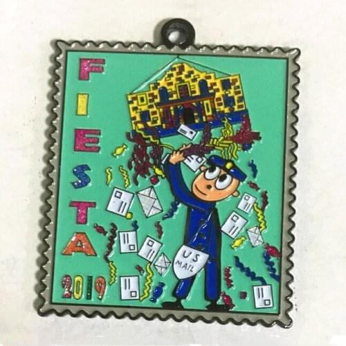 Custom Souvenir Fiesta Medal With Glitter And Ribbon