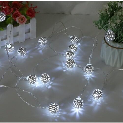 LED Morocco Ball Fairy Garland 2/6M Flashligtht String Light For New Year Christmas Wedding Navidad Home Decors Battery Operated