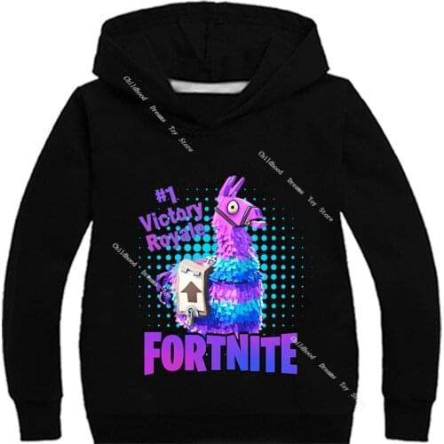 Fortnite Boys Hoodies Rainbow Horse Long Sleeve Hoodie Tops Purple Alpaca Kids T Shirts Casual Spring Autumn Anime Streetwear