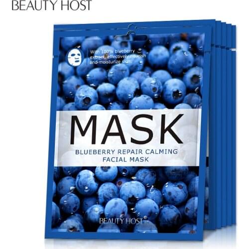0.52/PC 20pcs Natural Cucumber Grapefruit Pomegranate Blueberry Repair Calming Smoothing Fruit Moisturizing Whitening Mask