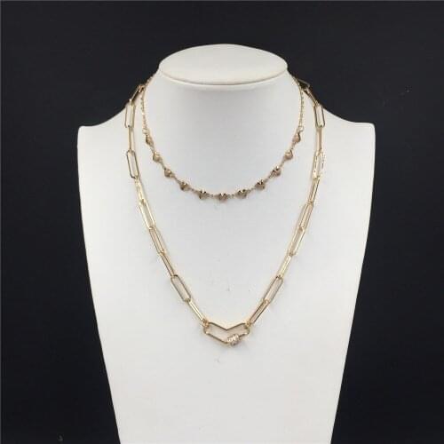 Gorgeous Women Necklace For Gold Color Plating Heart Around with Heart Clip Pendant Layered Elegant Vintage Party Decoration