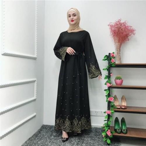 Embroidery Muslim abaya syari Arab Fashion diamond beading islamic full length muslim Robes Ramadan abaya wq1637 dropship
