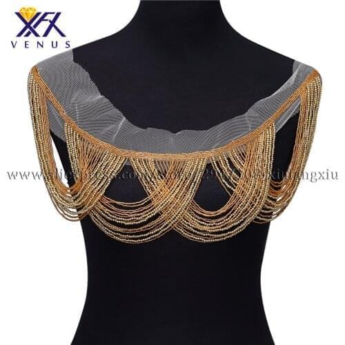 XFX VENUS Wholesale new Lady wedding clothes embroidered crystal beaded bright beaded applique Pendant tassel style accessories