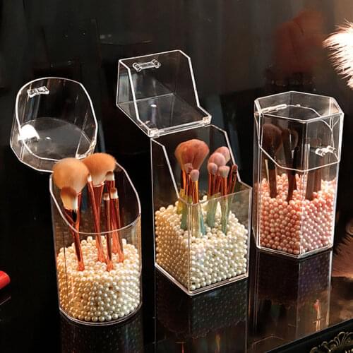 Acrylic Makeup Brush Holder Makeup Organizer Cosmetic Holder Lipstick Pencil Storage Container Transparent Storage Box Holder