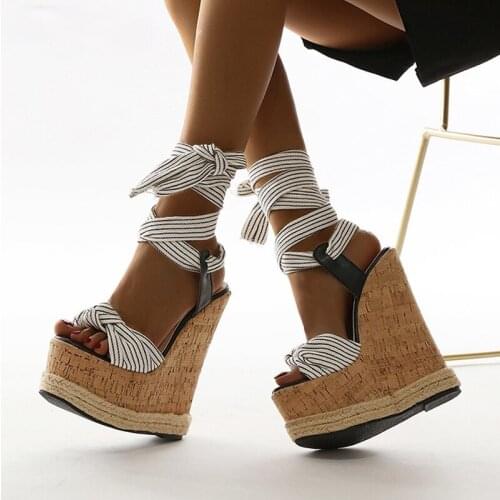 HOKSZVY 2021 Summer Women White Platform Wedges Sandals Fashion High heels shoes Ankle Strap Ladies Open toe Sandals CWF