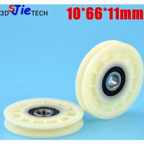 1pcs 10*66*11mm U type plastic sheave 6000 bearing pulley, nylon wheel, rolling pulley, wire rope, lifting wheel