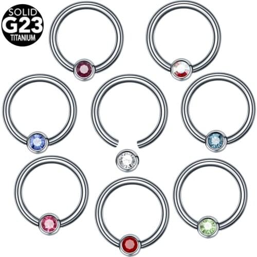 1PC G23 Titanium CBR Piercings Nose Hoop Ear Septum Helix Gem Daith Rook Piercings Nipple Lip Tragus Rings Piercing Body Jewelry