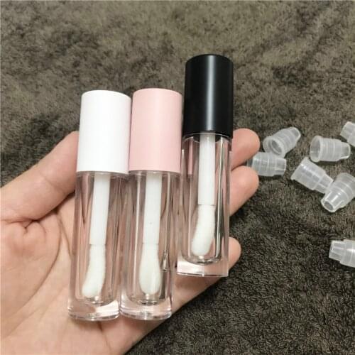 10/50pcs Wholesale 5ml Transparent Lip Gloss Tube With Wand White Black Pink Clear Lipgloss Lipstick Tubes Big Brush Containers