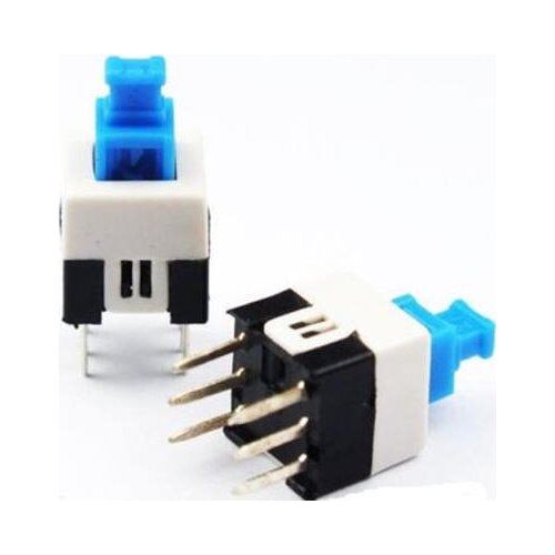 10PCS 8x8mm 6 Pin DIP Self-Lock ON/OFF lock Push Switch Power Switch Key Button Switch