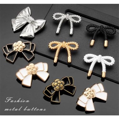 10PCS Metal Buttons Bow-knot Hand Sewing Button Womens Shirts Coats Retro Fashion Decoration Accessories Buckle