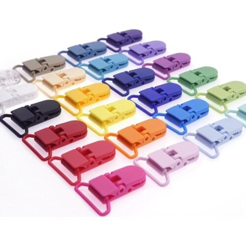 15 Colors 200pcs Plastic suspender Clip Plastic Pacifier Clip Transparent Soother Clip For Baby Dummy Clip Mix Colors 25mm