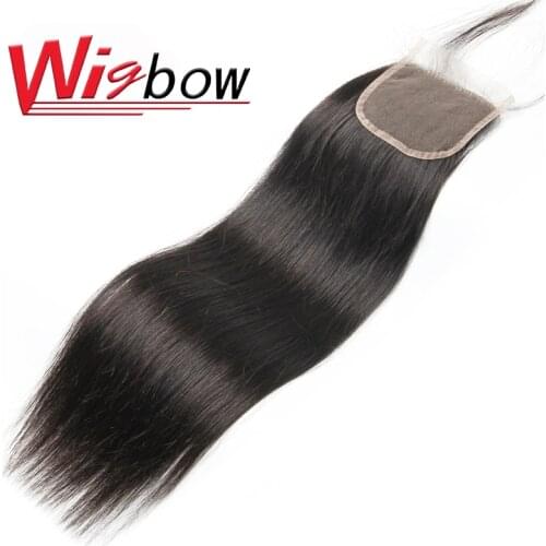 4*4 Brown Lace Frontal Closure Natural Remy Human Hair Lace Closure With Baby Hair Straight Middle Free Three Part Lace HTonicca