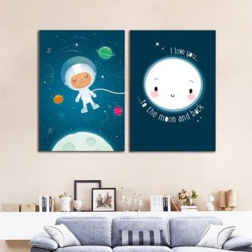 Animation Space Astronaut Oil Painting Decorative Painting Baby Room Decor Living Room Decoration Baby Girl Nursery Wall Art